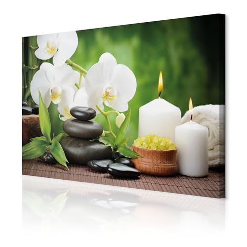 decomonkey Bilder Spa Natur 120x80 cm 1 Teilig Wandbild Groß Leinwandbild XXL Deko Wohnzimmer Schlafzimmer Büro Wanddeko Leinwand Pictures For Wall Poster Wall Painting Zen Blumen von decomonkey