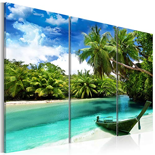 decomonkey Bilder Strand 60x40 cm 3 Teilig Wandbild Groß Leinwandbild XXL Deko Wohnzimmer Schlafzimmer Büro Wanddeko Leinwand Pictures For Wall Poster Wall Painting Landschaft Meer Natur von decomonkey