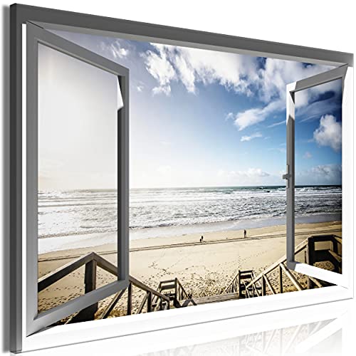 decomonkey Bilder Strand Meer 60x40 cm 1 Teilig Leinwandbilder Bild auf Leinwand Vlies Wandbild Kunstdruck Wanddeko Wand Wohnzimmer Wanddekoration Deko Landschaft Natur von decomonkey