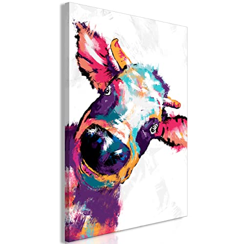 decomonkey Bilder Tiere Abstrakt 40x60 cm 1 Teilig Leinwandbilder Bild auf Leinwand Vlies Wandbild Kunstdruck Wanddeko Wand Wohnzimmer Wanddekoration Deko Kunst Modern Bunt Kuh von decomonkey