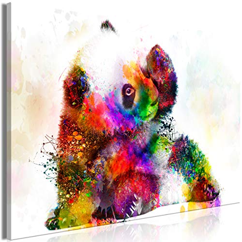 decomonkey Bilder Tiere Abstrakt 60x40 cm 1 Teilig Leinwandbilder Bild auf Leinwand Vlies Wandbild Kunstdruck Wanddeko Wand Wohnzimmer Wanddekoration Deko Panda von decomonkey