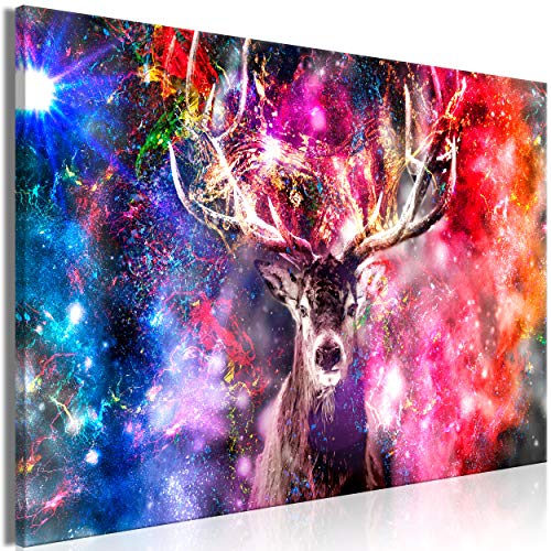 decomonkey Bilder Tiere Abstrakt 90x60 cm 1 Teilig Leinwandbilder Bild auf Leinwand Vlies Wandbild Kunstdruck Wanddeko Wand Wohnzimmer Wanddekoration Deko Art Hirsch von decomonkey