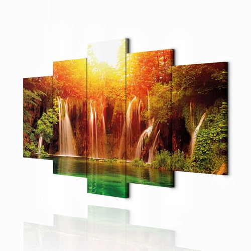 decomonkey Bilder Wasserfall 225x112.5 cm XXL 5 Teilig Leinwandbilder Bild auf Leinwand Wandbild Kunstdruck Wanddeko Wand Wohnzimmer Wanddekoration Deko Natur Landschaft Wald decomonkey Bilder Wasserfall 225x112.5 cm XXL 5 Teilig Leinwandbilder Bild auf Leinwand Wandbild Kunstdruck Wanddeko Wand Wohnzimmer Wanddekoration Deko Natur Landschaft Wald von decomonkey