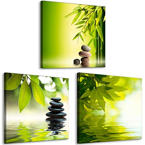 decomonkey Bilder Zen Spa 60x20 cm 3 Teilig Wandbild Groß Leinwandbild XXL Deko Wohnzimmer Schlafzimmer Büro Wanddeko Leinwand Pictures For Wall Poster Wall Painting Natur Pflanzen Orient von decomonkey