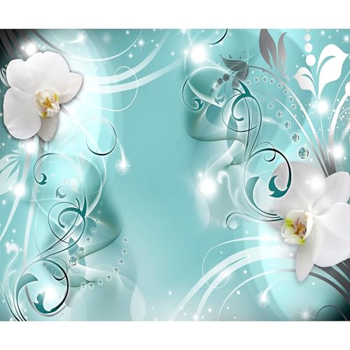 decomonkey Fototapete Blumen Abstrakt 350x256 cm XXL Tapete Wandbild Bild Fototapeten Tapeten Wandtapete Wandtapeten Orchidee Ornament von decomonkey