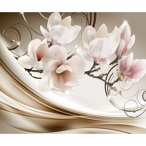 decomonkey Fototapete Blumen Abstrakt 400x280 cm XL Tapete Wandbild Wandbild Bild Fototapeten Tapeten Wandtapete Wandtapete Magnolie Orchidee 3d Effekt beige orange rosa von decomonkey