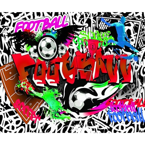 decomonkey Fototapete Graffiti FuÃŸball 450x315 cm XL Tapete Fototapeten Vlies Tapeten Vliestapete Wandtapete moderne Wandbild Wand Schlafzimmer Wohnzimmer Jugendzimmer Ball von decomonkey