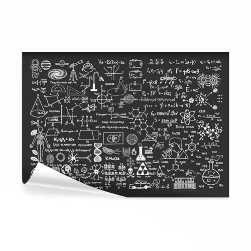decomonkey Fototapete Tafel 350x256 cm XXL Design Tapete Fototapeten Vlies Tapeten Vliestapete Wandtapete moderne Wand Schlafzimmer Wohnzimmer Mathematik Geometrie Chemie Schule Schwarz von decomonkey