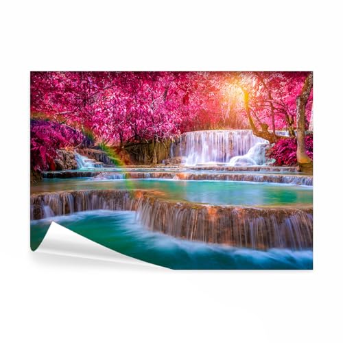 decomonkey Fototapete Wasserfall 150x105 cm Design Tapete Fototapeten Vlies Tapeten Vliestapete Wandtapete moderne Wand Schlafzimmer Wohnzimmer Regenbogen Natur Landschaft von decomonkey