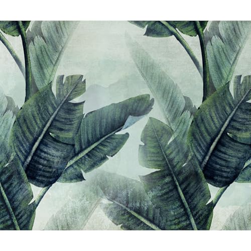 decomonkey Fototapete selbstklebend Monstera Pflanzen 343x256 cm Selbstklebende Tapeten Wand Fototapeten Tapete Wandtapete klebend Klebefolie Natur Blatt Blätter Laub Botanik Grün wie gemalt Abstrakt von decomonkey