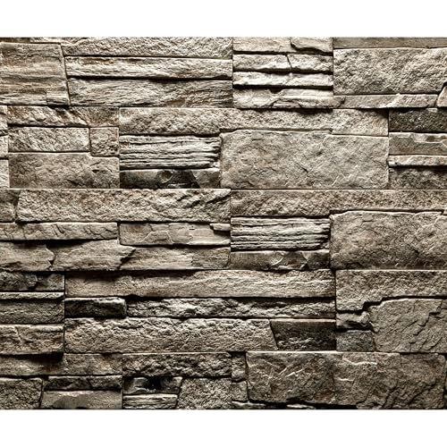 decomonkey Fototapete selbstklebend Steinwand Stein 294x210 cm XL Selbstklebende Tapeten Wand Fototapeten Tapete Wandtapete klebend Klebefolie Steinoptik Mauer Ziegel Holz braun von decomonkey