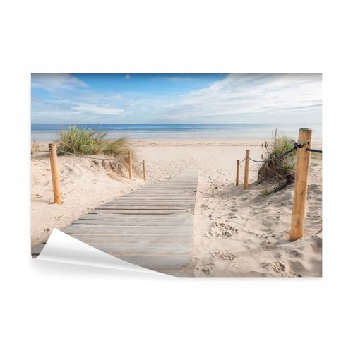 decomonkey Fototapete selbstklebend Strand Meer 245x175 cm XL Selbstklebende Tapeten Wand Fototapeten Tapete Wandtapete klebend Klebefolie Landschaft Natur von decomonkey