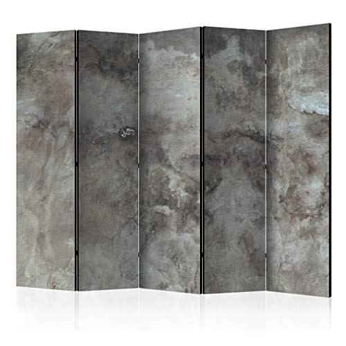 decomonkey Paravent Raumteiler Innen Beton Textur 225x172 cm 5 Teilig Einseitig Room Divider Wall Raumteiler Stehend Trennwand Sichtschutz Spanische Wand Sichtschutzwand Wohnzimmer Holz Mauer von decomonkey