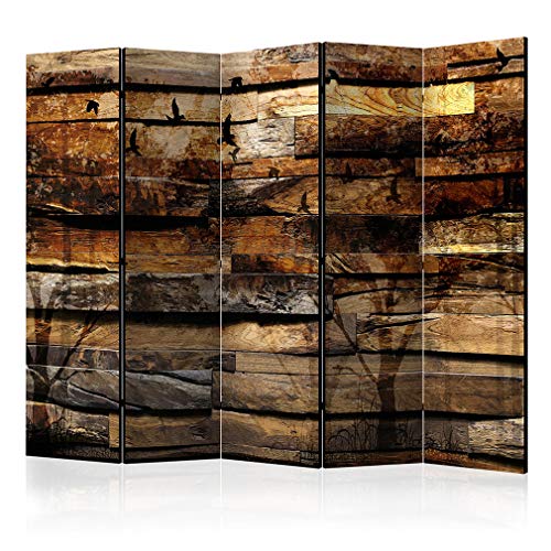 decomonkey Paravent Raumteiler Innen Mauer 225x172 cm 5 Teilig Beidseitig Room Divider Wall Raumteiler Stehend Trennwand Sichtschutz Spanische Wand Sichtschutzwand Wohnzimmer Holz von decomonkey