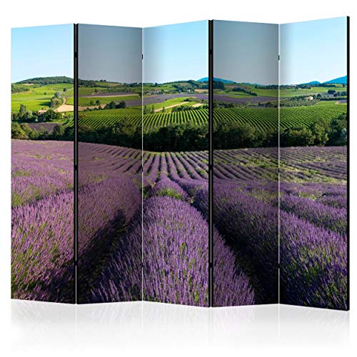 decomonkey Paravent Raumteiler Innen Natur 225x172 cm 5 Teilig Beidseitig Room Divider Wall Raumteiler Stehend Trennwand Sichtschutz Spanische Wand Sichtschutzwand Wohnzimmer Holz Landschaft von decomonkey