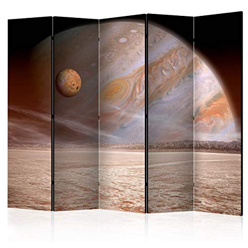 decomonkey Paravent Raumteiler Innen Planet 225x172 cm 5 Teilig Einseitig Room Divider Wall Raumteiler Stehend Trennwand Sichtschutz Spanische Wand Sichtschutzwand Wohnzimmer Holz von decomonkey