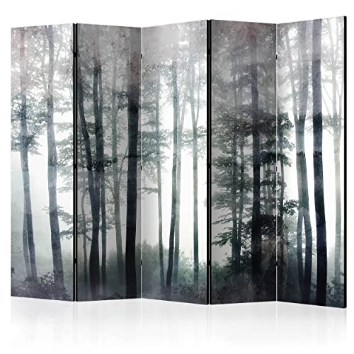 decomonkey Paravent Raumteiler Innen Wald 225x172 cm 5 Teilig Beidseitig Room Divider Wall Raumteiler Stehend Trennwand Sichtschutz Spanische Wand Sichtschutzwand Wohnzimmer Holz Baum Natur Vintage von decomonkey