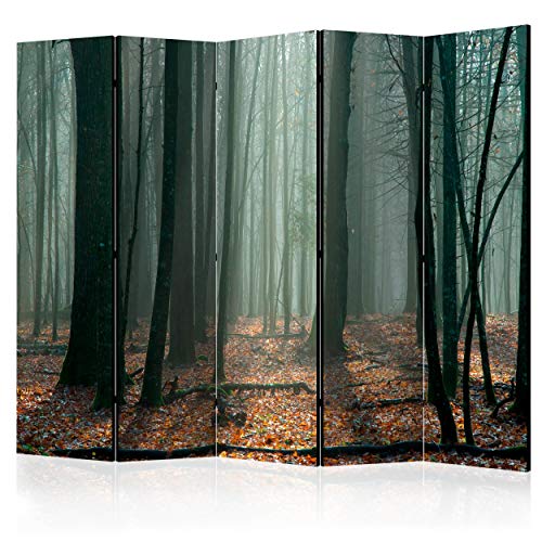 decomonkey Paravent Raumteiler Innen Wald 225x172 cm 5 Teilig Beidseitig Room Divider Wall Raumteiler Stehend Trennwand Sichtschutz Spanische Wand Sichtschutzwand Wohnzimmer Holz Natur Baum von decomonkey