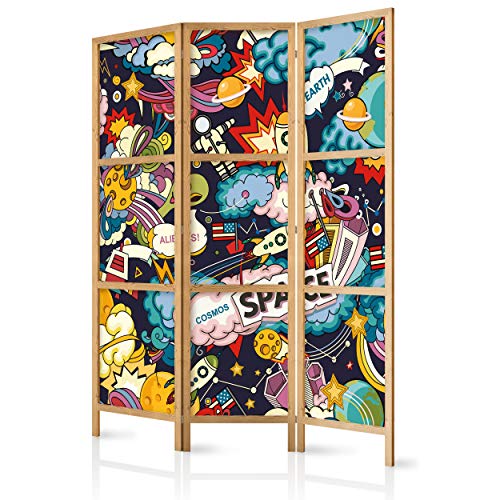 decomonkey Paravent Raumteiler Innen Modern 135x171 cm 3 Teilig Room Divider Wall Raumteiler Stehend Trennwand Sichtschutz Spanische Wand Sichtschutzwand Wohnzimmer Holz Design Bunt von decomonkey