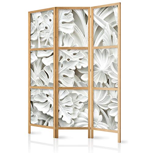 decomonkey Paravent Raumteiler Innen WeiÃŸ Blumen 135x171 cm 3 Teilig Room Divider Wall Raumteiler Stehend Trennwand Sichtschutz Spanische Wand Sichtschutzwand Wohnzimmer Holz Spa Zen Modern von decomonkey