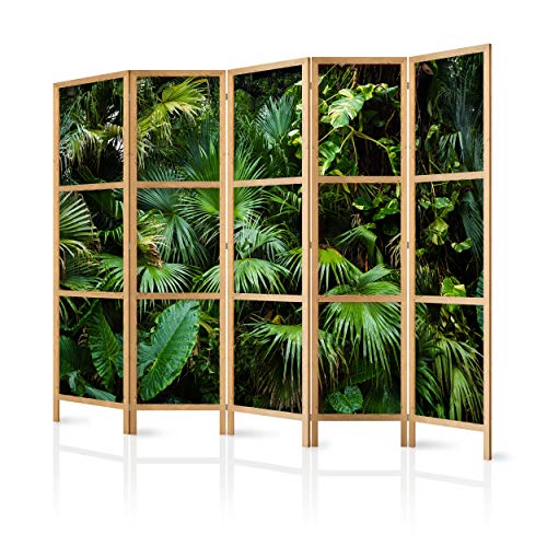 decomonkey Paravent Raumteiler Innen Blumen 225x171 cm 5 Teilig Room Divider Wall Raumteiler Stehend Trennwand Sichtschutz Spanische Wand Sichtschutzwand Wohnzimmer Holz Spa Zen Orient Japan von decomonkey