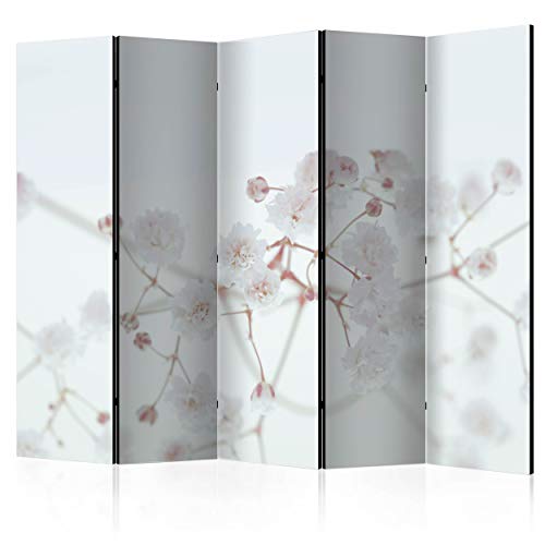 decomonkey Paravent Raumteiler Innen Blumen 225x172 cm 5 Teilig Einseitig Room Divider Wall Raumteiler Stehend Trennwand Sichtschutz Spanische Wand Sichtschutzwand Wohnzimmer Holz Natur von decomonkey