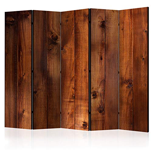 decomonkey Paravent Raumteiler Innen Holz Brett 225x172 cm 5 Teilig Einseitig Room Divider Wall Raumteiler Stehend Trennwand Sichtschutz Spanische Wand Sichtschutzwand Wohnzimmer von decomonkey