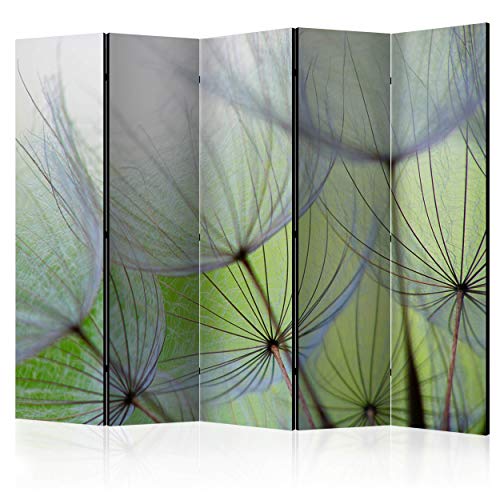 decomonkey Paravent Raumteiler Innen Pusteblume 225x172 cm 5 Teilig Einseitig Room Divider Wall Raumteiler Stehend Trennwand Sichtschutz Spanische Wand Sichtschutzwand Wohnzimmer Holz Natu von decomonkey