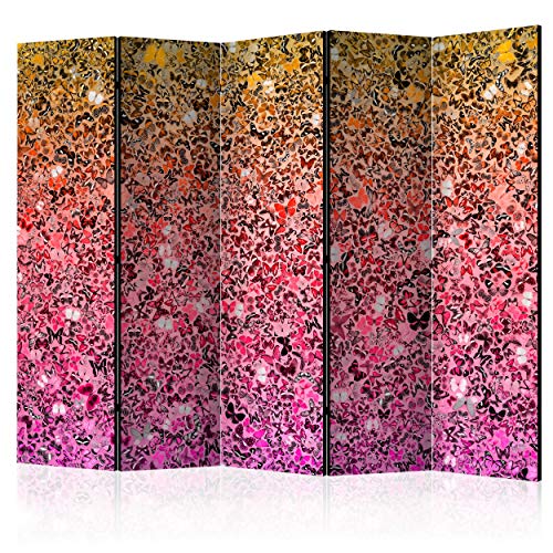 decomonkey Paravent Raumteiler Innen Schmetterling 225x172 cm 5 Teilig Einseitig Room Divider Wall Raumteiler Stehend Trennwand Sichtschutz Spanische Wand Sichtschutzwand Wohnzimmer Holz Ornament von decomonkey