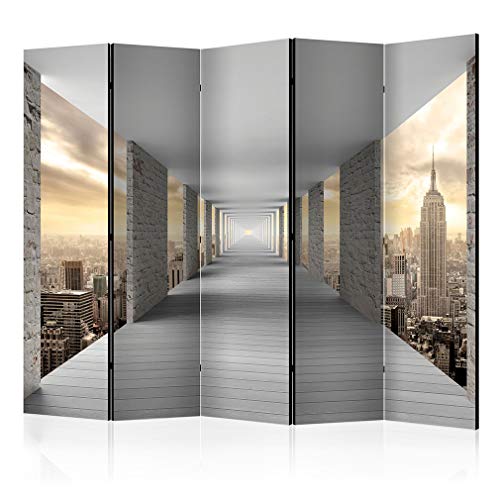 decomonkey Paravent Raumteiler Innen Stadt 225x172 cm 5 Teilig Einseitig Room Divider Wall Raumteiler Stehend Trennwand Sichtschutz Spanische Wand Sichtschutzwand Wohnzimmer Holz Tunnel Mauer von decomonkey