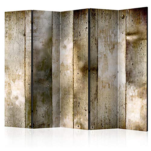 decomonkey Paravent Raumteiler Innen Stein 225x172 cm 5 Teilig Einseitig Room Divider Wall Raumteiler Stehend Trennwand Sichtschutz Spanische Wand Sichtschutzwand Wohnzimmer Holz Mauer von decomonkey