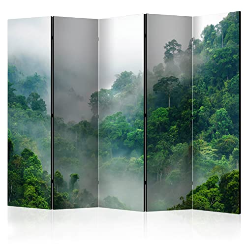 decomonkey Paravent Raumteiler Innen Wald 225x172 cm 5 Teilig Einseitig Room Divider Wall Raumteiler Stehend Trennwand Sichtschutz Spanische Wand Sichtschutzwand Wohnzimmer Holz Baum Natur Botanik von decomonkey