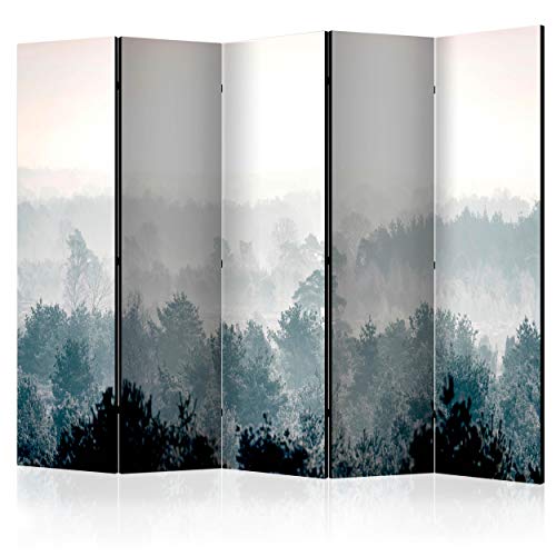 decomonkey Paravent Raumteiler Innen Wald 225x172 cm 5 Teilig Einseitig Room Divider Wall Raumteiler Stehend Trennwand Sichtschutz Spanische Wand Sichtschutzwand Wohnzimmer Holz Landschaft Natur von decomonkey