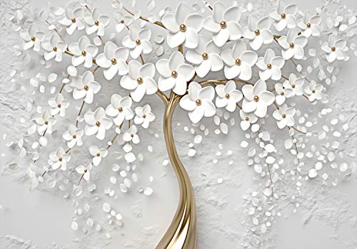 decomonkey Premium Fototapete Blumen Baum 450x315 cm XL Tapete Fototapeten Vlies Tapeten Vliestapete Wandtapete moderne Wandbild Wand Schlafzimmer Wohnzimmer Ornament Modern von decomonkey