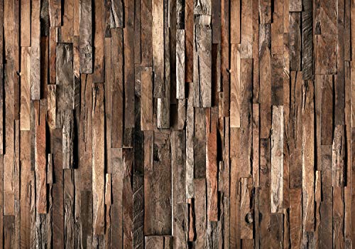 decomonkey Premium Fototapete Holz 350x256 cm Design Tapete Fototapeten Vlies Tapeten Vliestapete Wandtapete moderne Wand Schlafzimmer Wohnzimmer Holzwand Brett von decomonkey