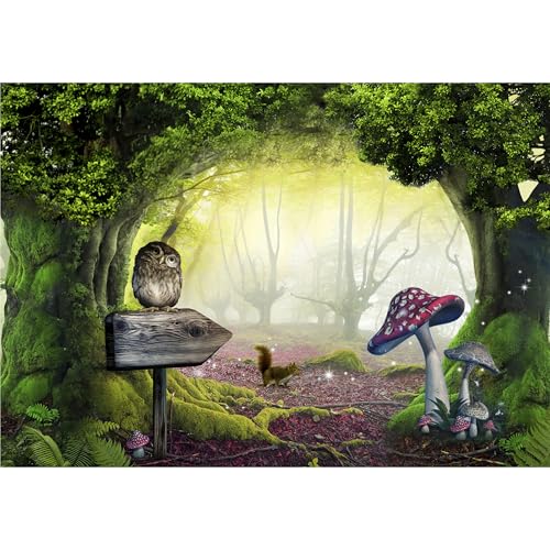 decomonkey Premium Fototapete Kinderzimmer 200x140 cm XL Tapete Fototapeten Vlies Tapeten Vliestapete Wandtapete moderne Wandbild Wand Schlafzimmer Wohnzimmer Wald Tiere Fabel Baum von decomonkey