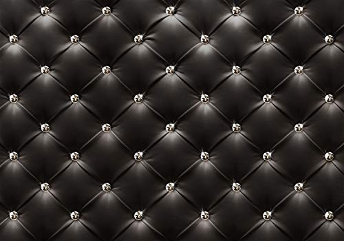 decomonkey Premium Fototapete Leder schwarz Deluxe 450x315 cm XXL Design Tapete Fototapeten Vlies Tapeten Vliestapete Wandtapete moderne Wand Schlafzimmer Wohnzimmer Diamanten von decomonkey
