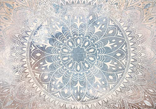 decomonkey Premium Fototapete Mandala Beige Blau 200x140 cm Design Tapete Fototapeten Tapeten Wandtapete moderne Wand Schlafzimmer Wohnzimmer Büro Flur Orientalisch Zen Abstrakt von decomonkey