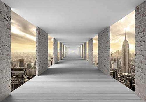 decomonkey Premium Fototapete New York 300x210 cm XL Tapete Fototapeten Vlies Tapeten Vliestapete Wandtapete moderne Wandbild Wand Schlafzimmer Wohnzimmer 3d Effekt Architektur City Stein von decomonkey