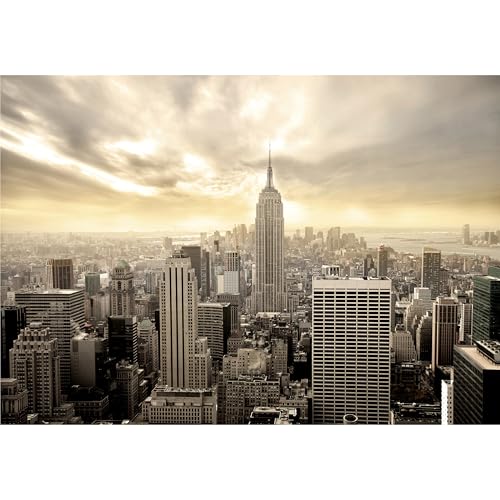 decomonkey Premium Fototapete New York Stadt City 400x280 cm XXL Design Tapete Fototapeten Vlies Tapeten Vliestapete Wandtapete moderne Wand Schlafzimmer Wohnzimmer Wolkenkratzer Panorama von decomonkey