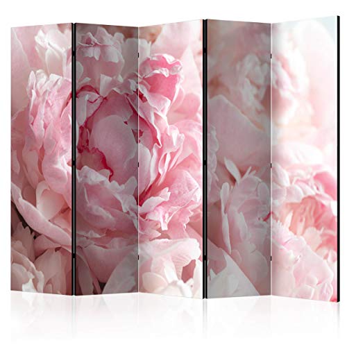 decomonkey Paravent Raumteiler Innen Blumen 225x172 cm 5 Teilig Beidseitig Room Divider Wall Raumteiler Stehend Trennwand Sichtschutz Spanische Wand Sichtschutzwand Wohnzimmer Holz von decomonkey