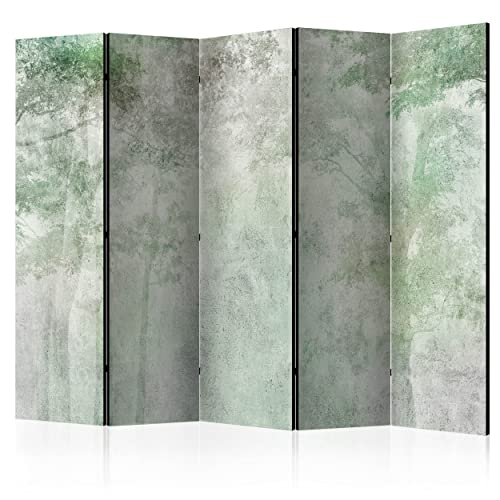 decomonkey Paravent Raumteiler Innen Baum 225x172 cm 5 Teilig Beidseitig Room Divider Wall Raumteiler Stehend Trennwand Sichtschutz Spanische Wand Sichtschutzwand Wohnzimmer Holz Natur Beton Stein von decomonkey