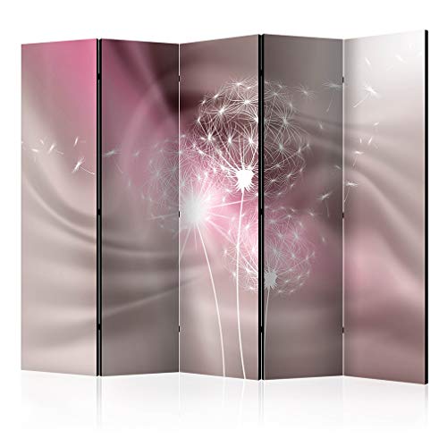 decomonkey Paravent Raumteiler Innen Pusteblume Abstrakt 225x172 cm 5 Teilig Beidseitig Room Divider Wall Raumteiler Stehend Trennwand Sichtschutz Spanische Wand Sichtschutzwand Wohnzimmer Holz von decomonkey