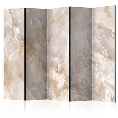 decomonkey Paravent Raumteiler Innen Stein 225x172 cm 5 Teilig Beidseitig Room Divider Wall Raumteiler Stehend Trennwand Sichtschutz Spanische Wand Sichtschutzwand Wohnzimmer Holz Marmor von decomonkey