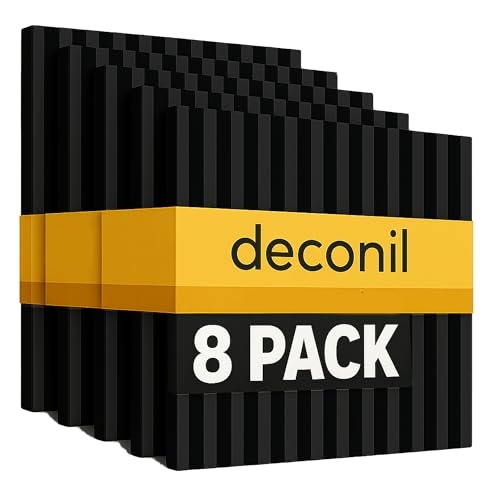 Akustik Wandpaneele – 60x60 cm – Schallabsorbierend & Flexibel – 3 mm Filz + 6 mm MDF – Moderne Wandverkleidung für Wohnzimmer, Büro & Schlafzimmer – 1er/4er/8er Set (Schwarz, 8 Stück) von deconil