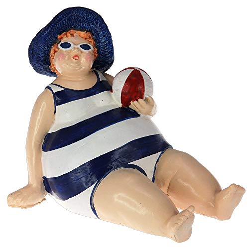 decopartners.eu Badenixe Polyresin sitzend, blau - weiß, 11 cm von Props4shows