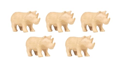 Décopatch AP205C - Set mit 5 Tierfiguren aus Pappmaché, zum Verzieren, 13x5x7cm, Kartonbraun, DIY Aktivität, Nashorn Rhinozeros , 1 Set Décopatch AP205C - Set mit 5 Tierfiguren aus Pappmaché, zum Verzieren, 13x5x7cm, Kartonbraun, DIY Aktivität, Nashorn Rhinozeros , 1 Set von décopatch