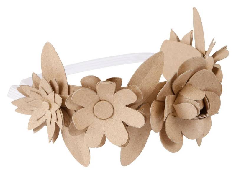 décopatch Papierdekoration 5x Braunes Pappmaché, floraler Haarkranz 16x9cm - Kartonbraun AC900C, DECO-Supports von décopatch