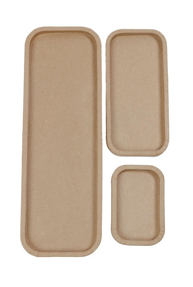 décopatch Papierdekoration Braunes Pappmaché, Set mit 3 rechteckigen Tabletts Kartonbraun AC881C, DECO-Supports décopatch Papierdekoration Braunes Pappmaché, Set mit 3 rechteckigen Tabletts Kartonbraun AC881C, DECO-Supports von décopatch