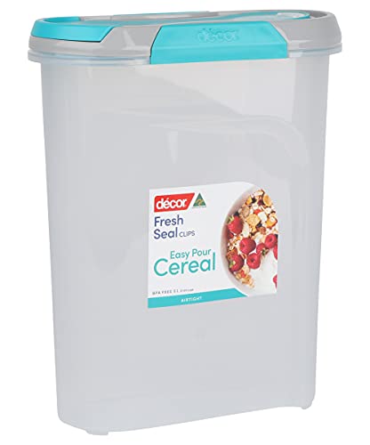 Décor Fresh Seal Clips Cereal Server 5L | Food Storage Pantry Container | BPA Free | Airtight | Dishwasher, Freezer & Microwave Safe von décor